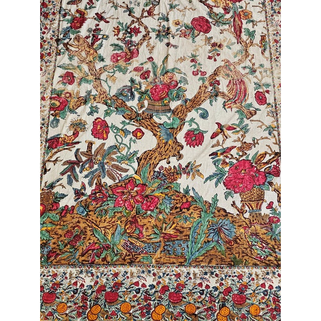 Antique Indian Export Palampore Tree of Life Panel in Hand-Block Printed Cotton, 19th Century For Sale - Image 5 of 13