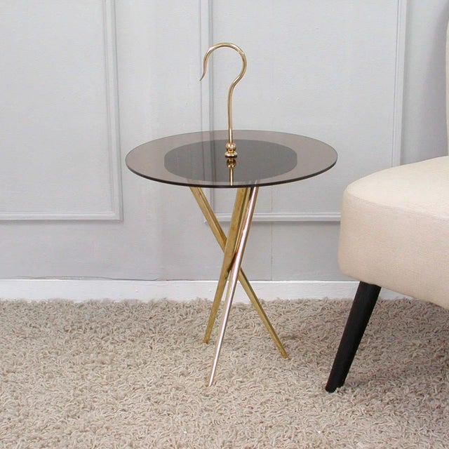 Mid-Century Italian Brass and Tinted Glass Occasional Table, 1950s For Sale - Image 10 of 13
