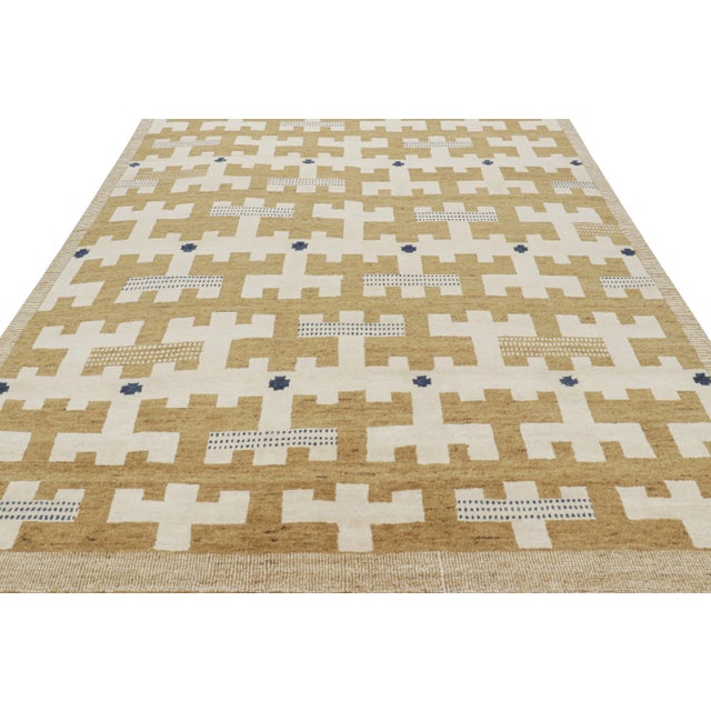 Rug & Kilim Rug & Kilim’s Scandinavian Style Rug in Beige-Brown and White Geometric Patterns - 9x12 For Sale - Image 4 of 8