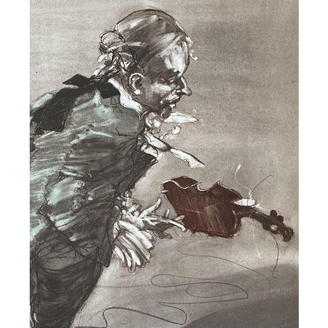 Modern Claude Weisbuch, The Violinist, Original Lithograph For Sale - Image 3 of 6