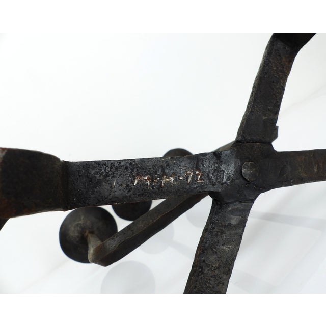 Brutalist Wrought Iron Chandeliers, France, 1972, Set of 2 For Sale - Image 11 of 12