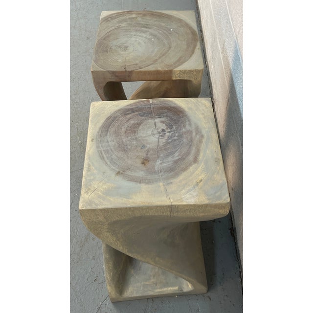 Late 20th Century Organic Modern Hand-Carved Sculptural Wood Side Tables For Sale - Image 9 of 10