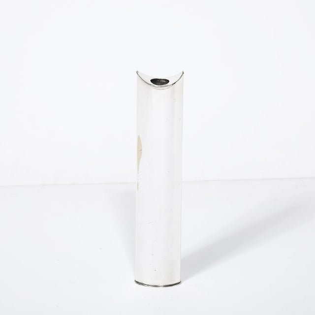 Mid-Century Modernist Silver Plated "Giselle" Bud Vase Signed Sabbatini For Sale - Image 10 of 11