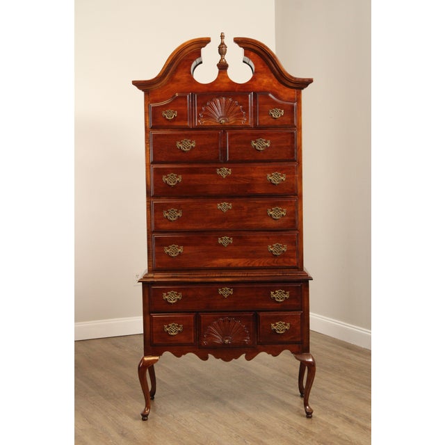 American Drew Queen Anne Style Cherry Highboy Chest For Sale - Image 11 of 17