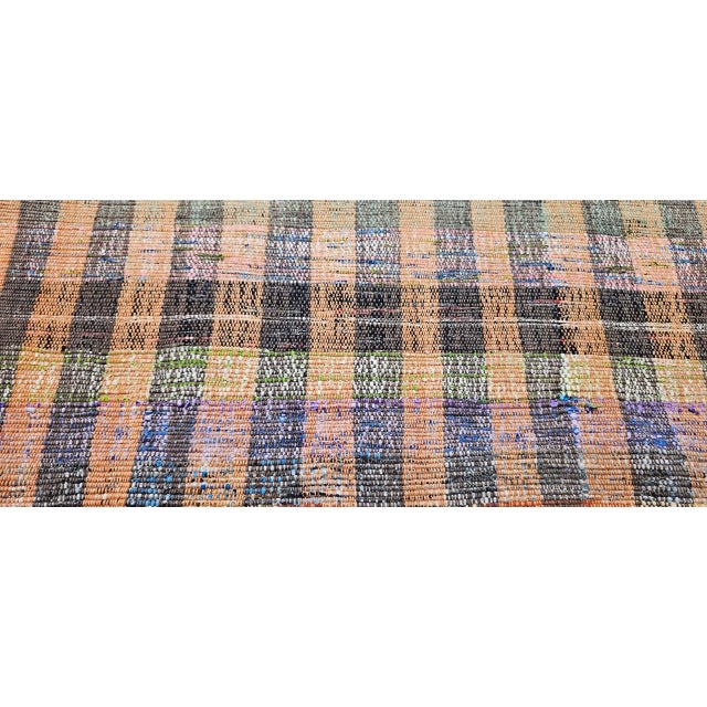 Vintage 1920s American Rag Runner, Handwoven Wool & Cotton Stripes, 4x9 For Sale - Image 13 of 16