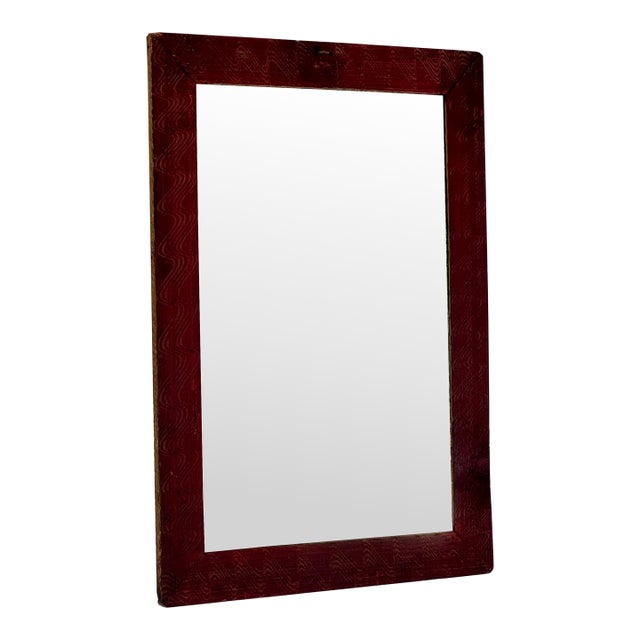 Early 19th Century Primitive Distressed Mirror in Wood Frame With Unique Pattern For Sale