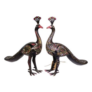 Art Deco Metal Peacocks, 1920s-1940s, Set of 2 For Sale