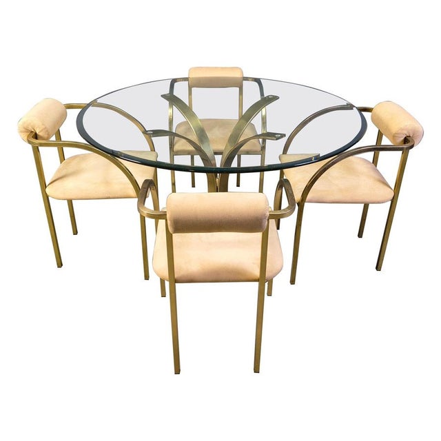 Vintage Brass Dining Table and Chairs from Belgochrom, 1970s, Set of 5 For Sale - Image 14 of 14