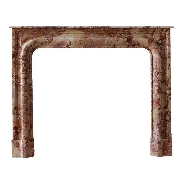 Antique French Boudin Mantelpiece in Brèche De Montmeyan Marble, 1800s For Sale