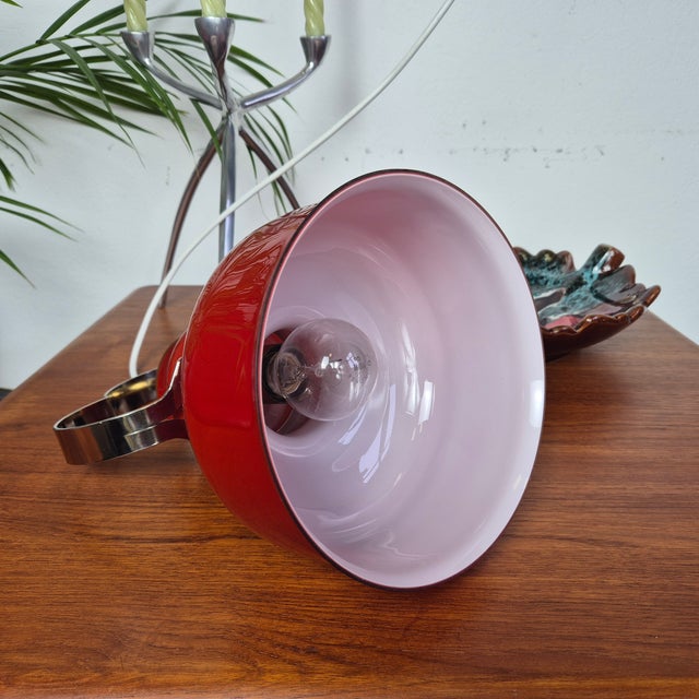 Metal Red Glass Pendant Lamp from Flygsfors, Sweden, 1960s For Sale - Image 7 of 10