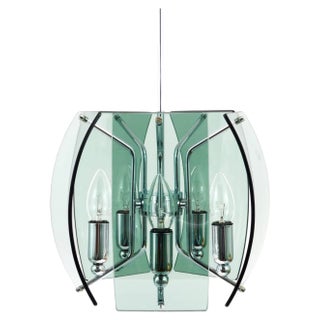 Mid-Century Glass Pendant in the style Fontana Arte, Italy, 1960s For Sale