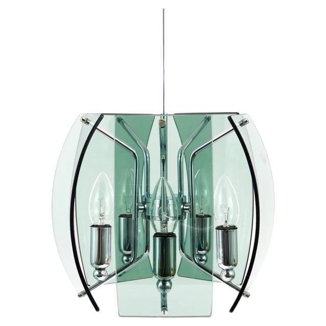 Mid-Century Glass Pendant in the style Fontana Arte, Italy, 1960s For Sale