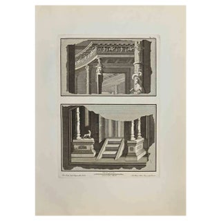 Nicola Vanni, Ancient Roman Temple, Etching, 18th Century For Sale