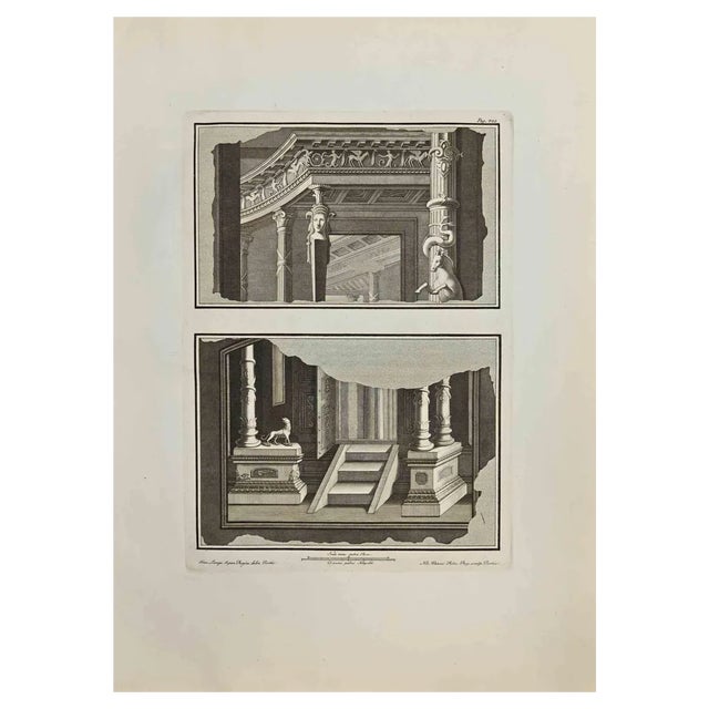 Nicola Vanni, Ancient Roman Temple, Etching, 18th Century For Sale