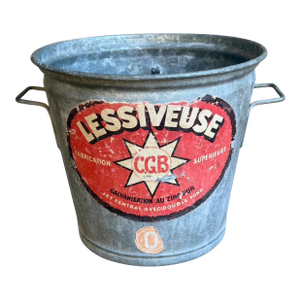 French Zinc Bucket With Original Labels