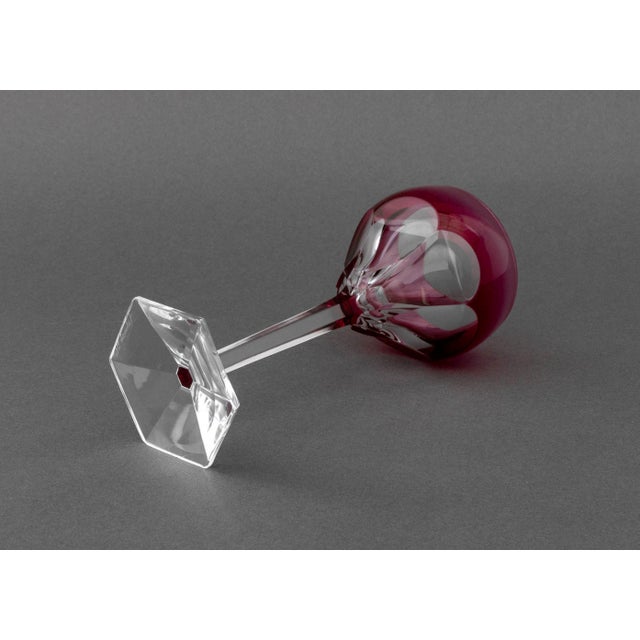 Ruby Red Val St. Lambert Red Cut Crystal Wine Glasses, 8 For Sale - Image 8 of 11