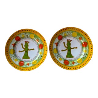 Hand-Painted Porcelain Plates - Coquet Limoges,Pair For Sale