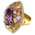 Bochic “Orient” Vintage Amethyst & Fancy Multi Sapphire Large Cocktail Ring 18K Gold & Silver Natural Purple Amethyst - 9...