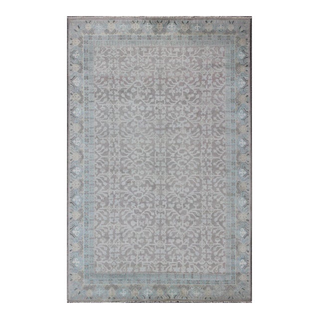 Modern Hand-Knotted Khotan Rug in With All-Over Sub-Geometric Design For Sale