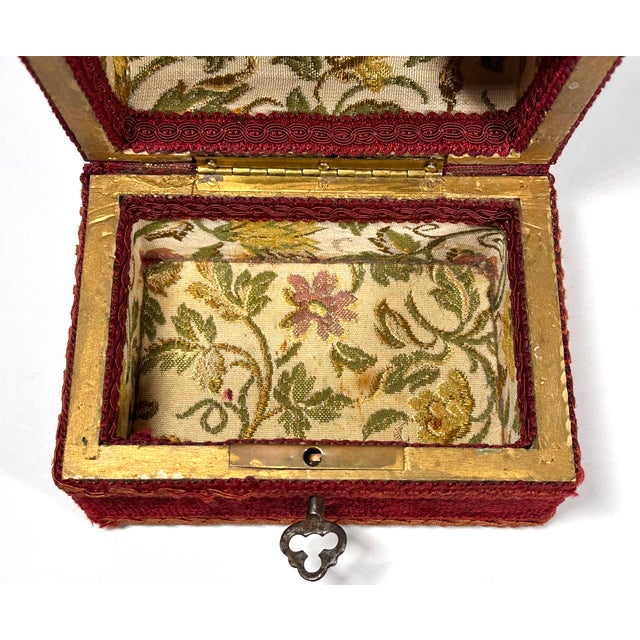 Antique Velvet Jewelry, Trinket or Sewing Box For Sale - Image 12 of 18