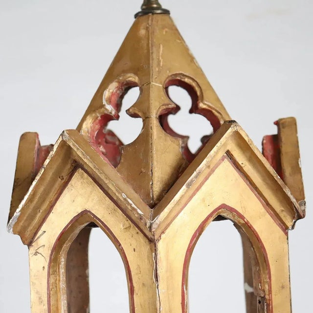 Early 20th Century Italian Venetian Gilt & Painted Pine Hanging 1-Light Pendant Lantern For Sale In Denver - Image 6 of 11