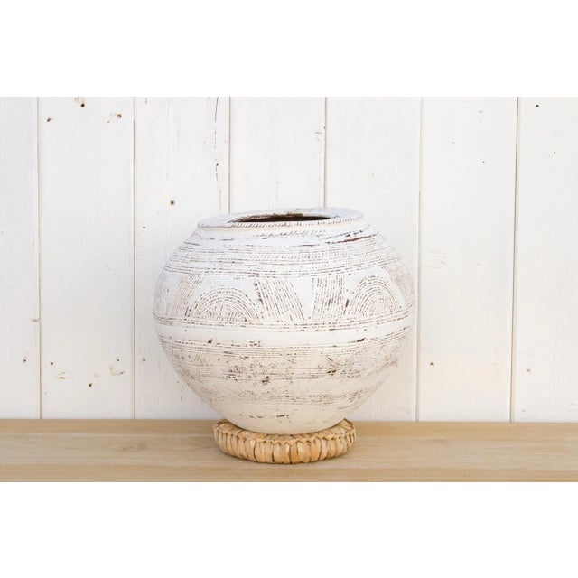 Whitewash African Antique Clay Pot For Sale - Image 10 of 10