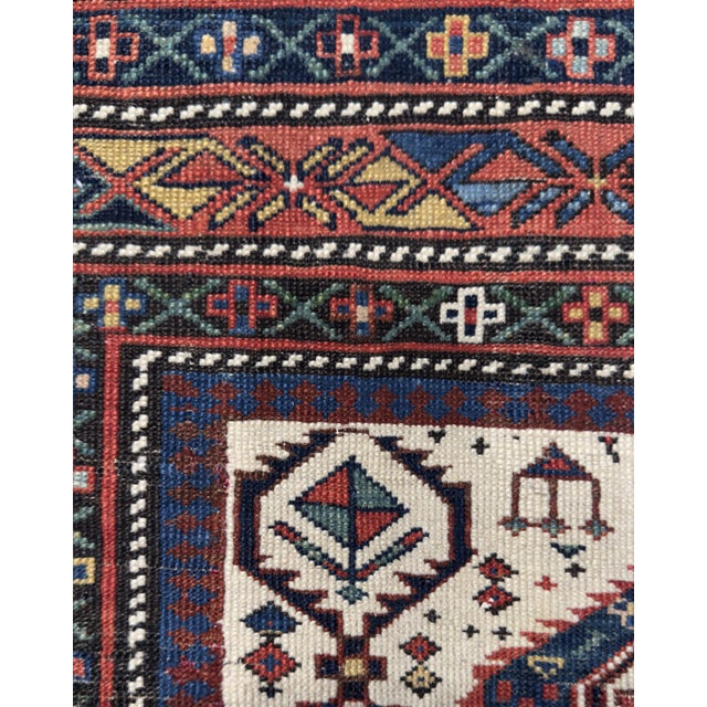 Tribal 1880's Antique Caucasian Marasali Shirvan Rug - 3′5″ × 4′2″ For Sale - Image 3 of 9