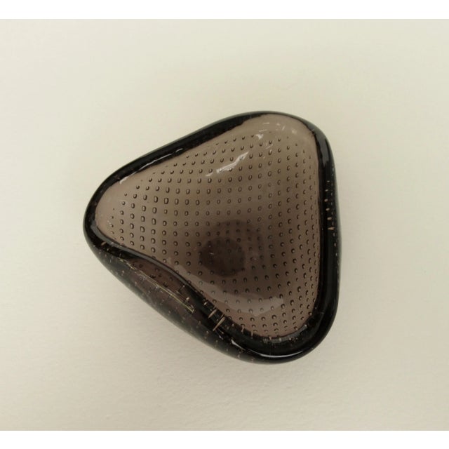 1950s C1950's Italian Hand-Blown Flavio Poli Murano Smoke Coffee Ring, orJewelry Bowl With Bullicante Bubbles For Sale - Image 5 of 13