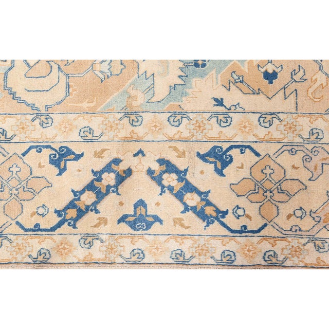Authentic Persian Tabriz Handmade Wool Carpet in Blue and Beige Shades For Sale - Image 10 of 10