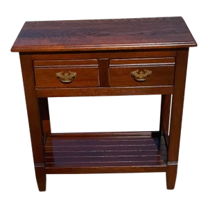 Vintage Oak Console Table With Lower Pot Board and Two Drawers