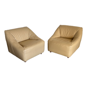Vintage 1980's Post Modern Leather Lounge Chairs
