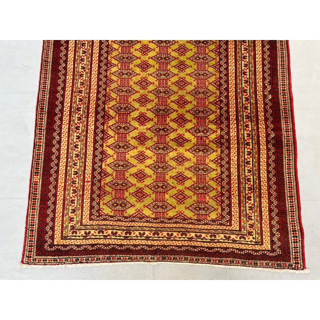Vintage Afghan Zahir Shahi Green Diamond Rug - 7'4" X 3'9" For Sale - Image 6 of 12