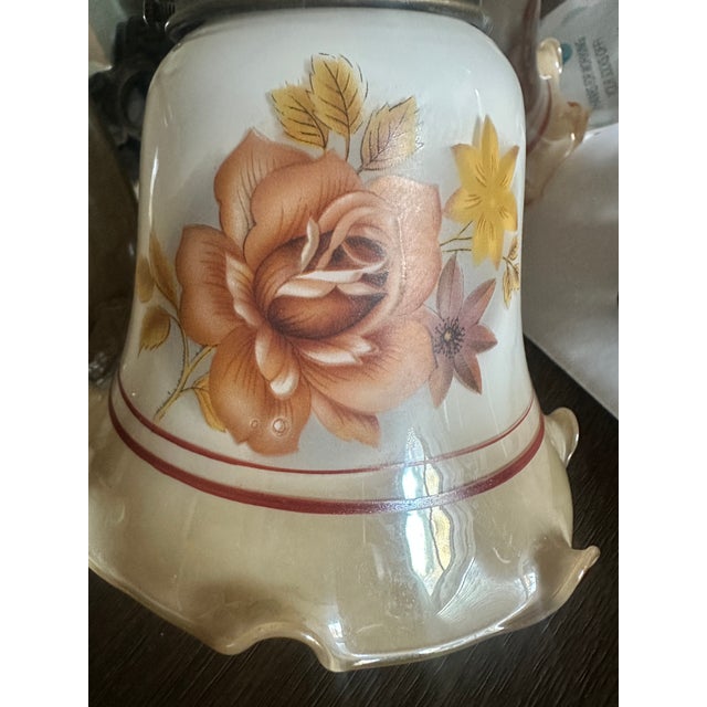 Classical Roman Vintage 1970s Floral Glass Ceiling Light Fixture For Sale - Image 3 of 5