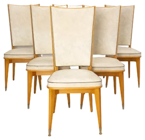 Mid-Century French Dining Chairs in Beech and Skai, 1960s, Set of 6