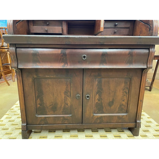 Brown Antique 19th Century Mahogany Roll Top Writing Desk For Sale - Image 8 of 12