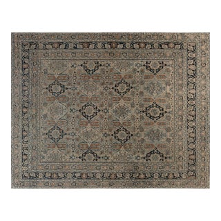 Vintage Persian Meshad Beige Handmade Wool Rug For Sale