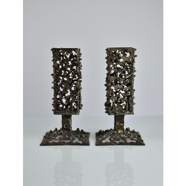 Brutalist Handmade Iron Candleholders, 1970, Set of 2 For Sale - Image 12 of 18