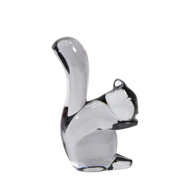 Mid-Century Modern Vintage Baccarat France Clear Crystal Squirrel Figurine Paperweight With Original Box & Booklet For Sale - Image 3 of 5