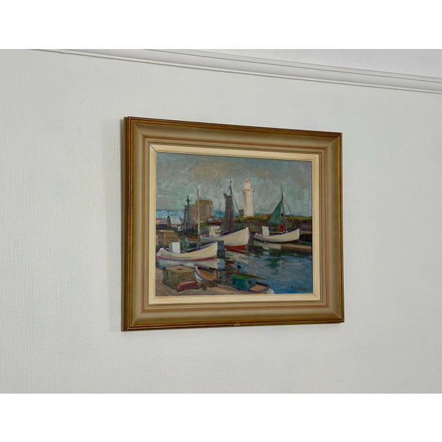 Eskil Skans, Boats, 1960s, Oil on Panel, Framed For Sale - Image 10 of 17