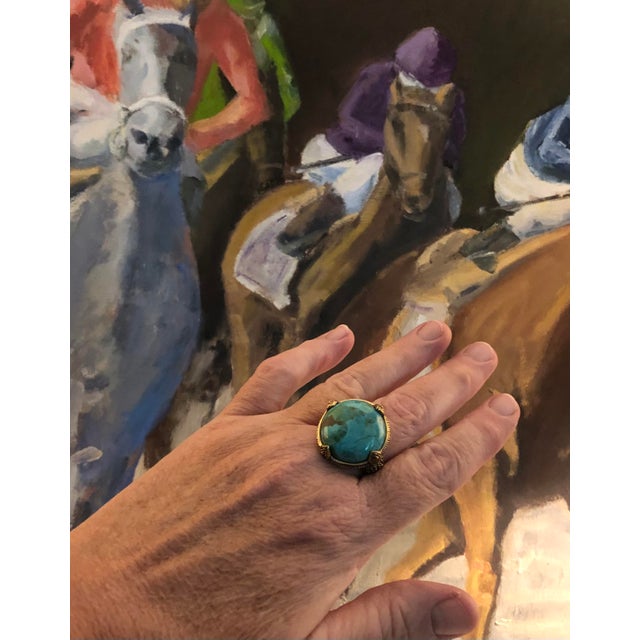 1990s Barse Turquoise Gold Ring (Unisex), Size 10.5 For Sale - Image 12 of 12