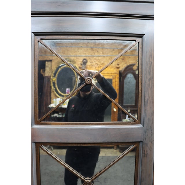 2000 - 2009 Harden Director Style Cherry Armoire With Smoked Mirror Glass Doors For Sale - Image 5 of 17