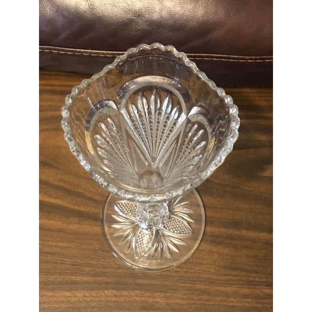 1900s Early American Pressed Glass Trumpet Vase - Star and File Pattern For Sale - Image 10 of 10