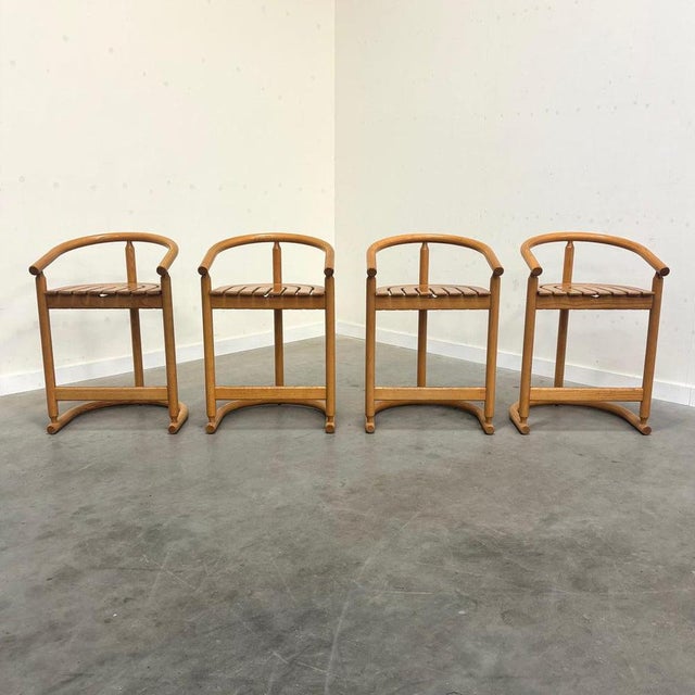 Wood Vintage Bar Stools by Allmilmö, 1980s, Set of 4 For Sale - Image 7 of 15