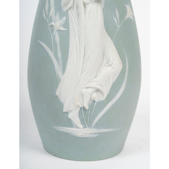 Art Nouveau Vase with Relief of Woman from Weshwood, 1900s For Sale - Image 6 of 8