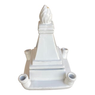 Vintage Tulipiere Vase in Solid Ceramic White For Sale