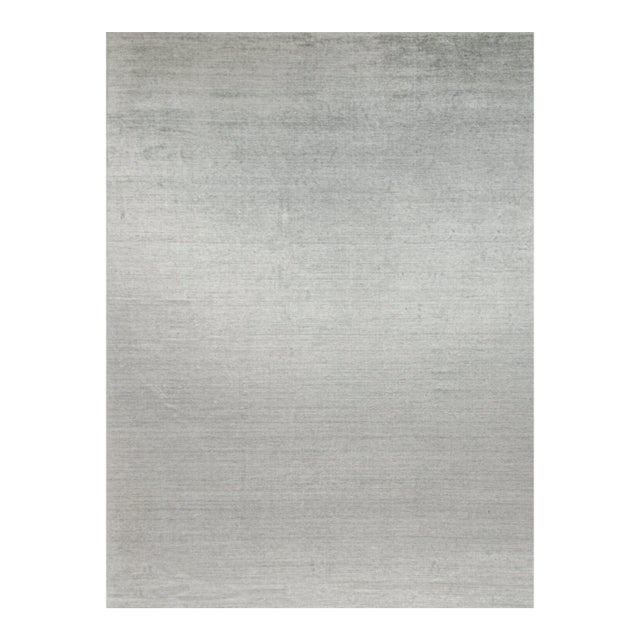 2010s Rug & Kilim’s Modern Rug in Solid Gray and Off-White Striae - 12x16 For Sale
