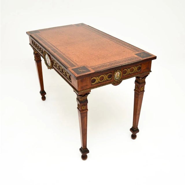 Early 19th Century Antique French Inlaid Walnut Ormolu Mounted Desk, 1800s For Sale - Image 5 of 18