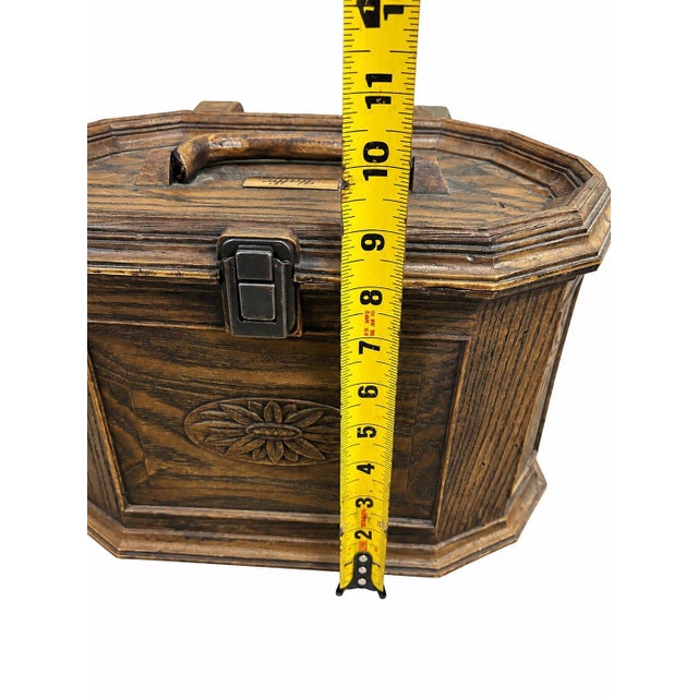 Late 20th Century Vintage Lerner Wood Grain Plastic Sewing Craft Storage Box Retro Organizer For Sale - Image 5 of 6