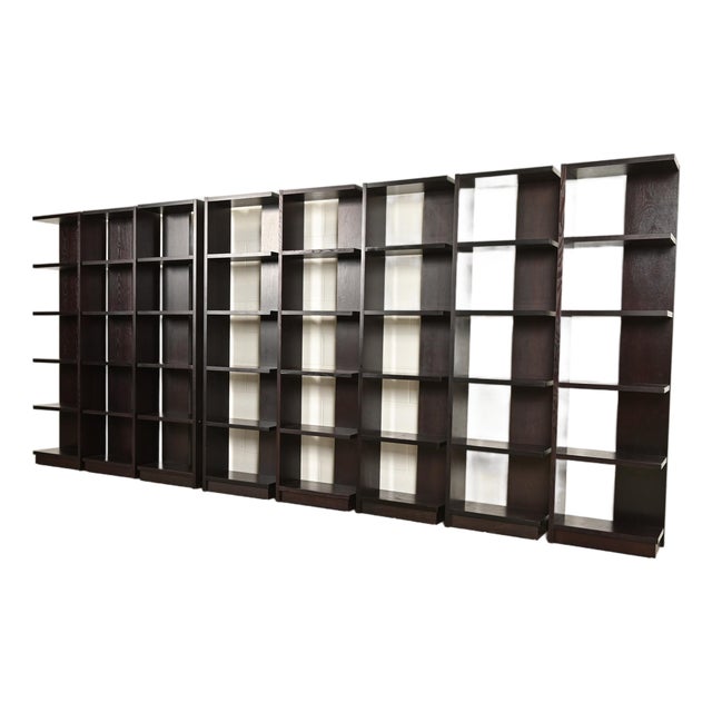 Modern Art Deco Dark Oak Modular Étagères or Bookcases, Set of Eight For Sale