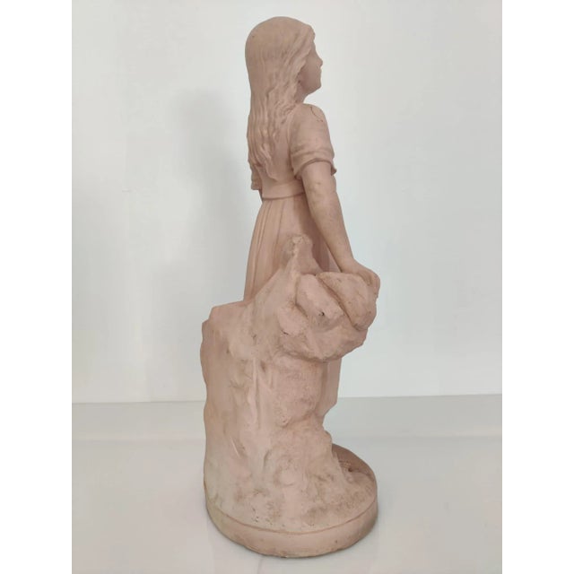 Antique Terracotta Girl with Mandolin Sculpture For Sale - Image 10 of 18